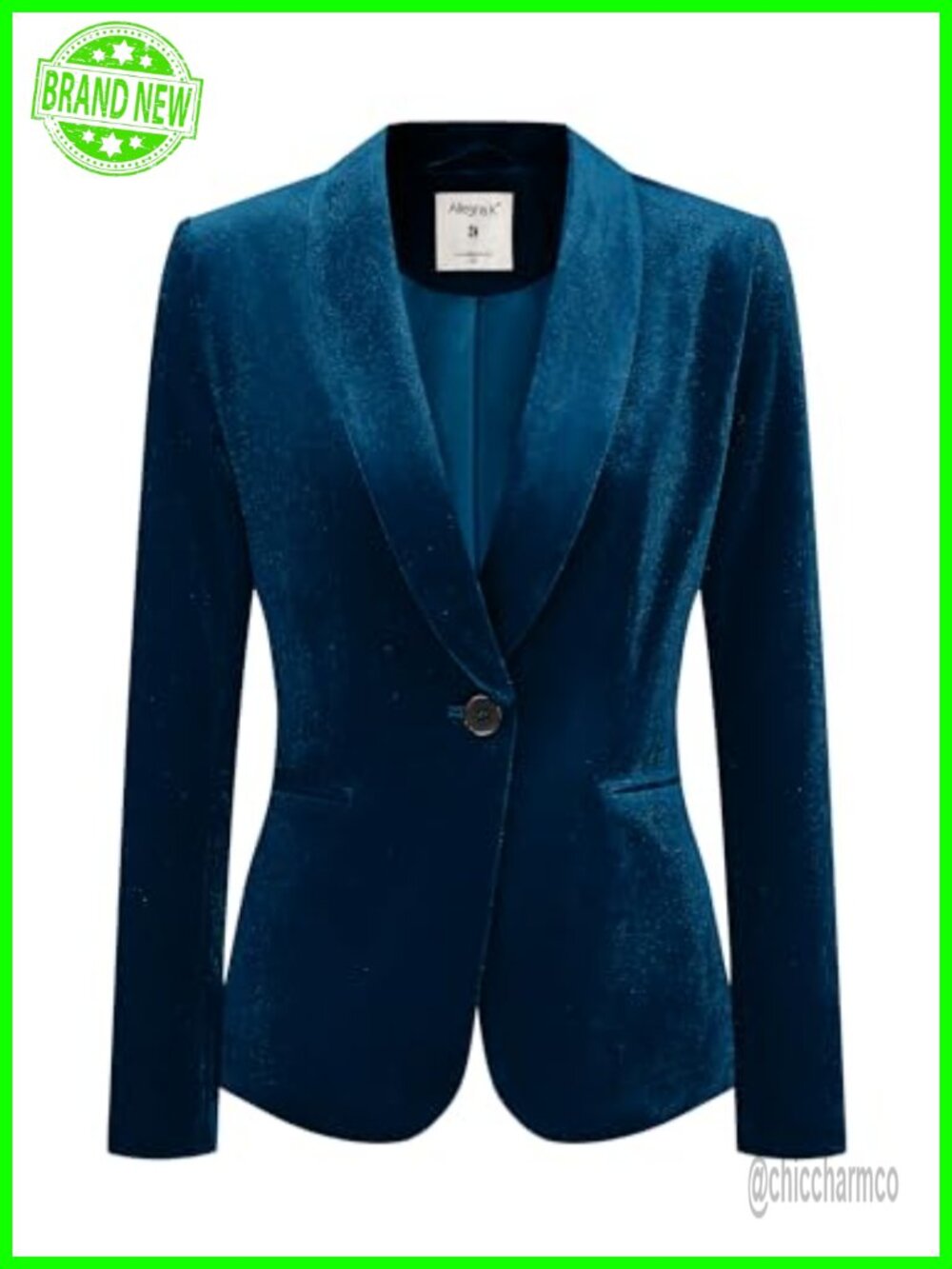 Velvet Blazer Office Coat Shawl Collar 1 Button Lined Business Casual